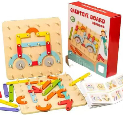 Fidtoy Montessori Creative Wooden Block Building Set for Kids – Rainbow Stacking & Pattern Play
