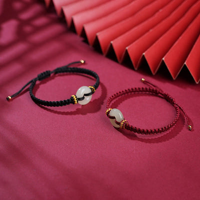Buddha Stones Peace Buckle Jade Abundance Braided Bracelet Bracelet BS 6