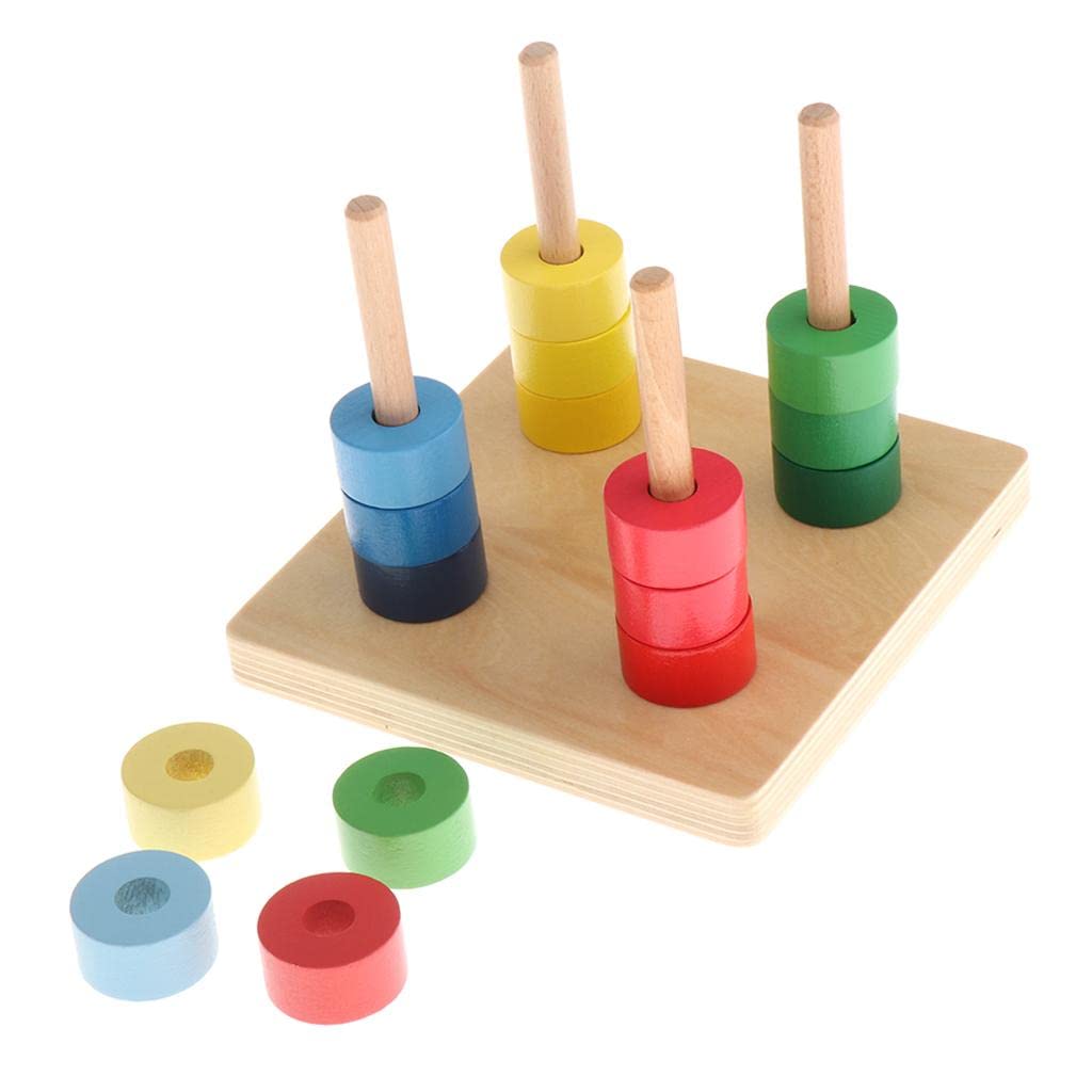 Fidtoy Montessori Colored Circles – Wooden Shape & Color Sorting Toy for Toddlers