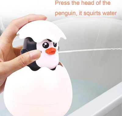Fidtoy Penguin Hatching Bath Toy for Toddlers – Interactive Egg Water Spray Bath Toy