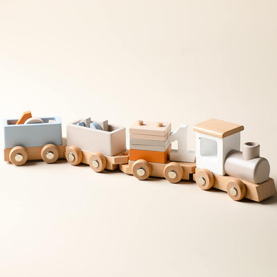 Train d'anniversaire en bois Fidtoy avec blocs numérotés