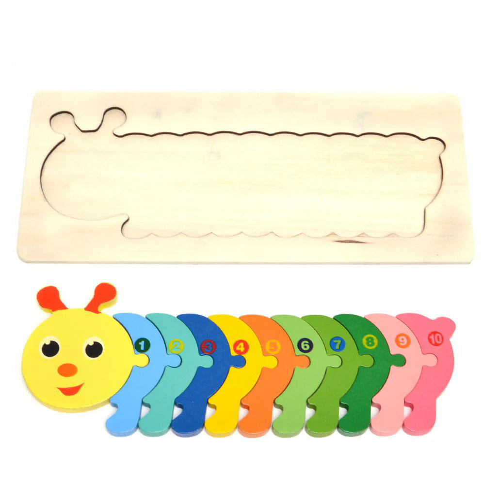 Fidtoy Wooden Animal Number Puzzle Montessori Learning Toy for Kids