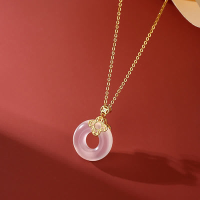 Buddha Stones 925 Sterling Silver Chalcedony Coin Peace Buckle Positive Necklace Pendant Necklaces & Pendants BS 3