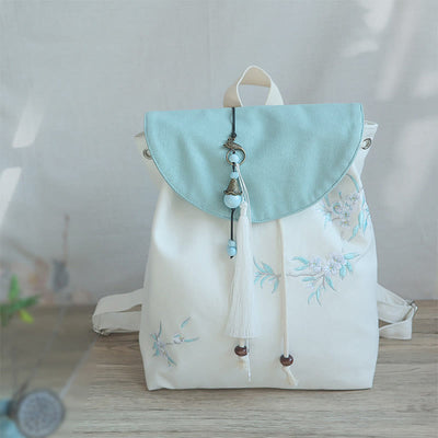 Buddha Stones Handmade Embroidered Large Capacity Canvas Backpack Backpack BS 38