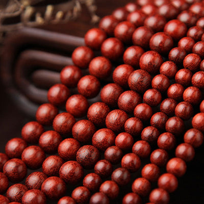 Foviel Tibetan Small Leaf Red Sandalwood 108 Beads Mala Meditation Bracelet
