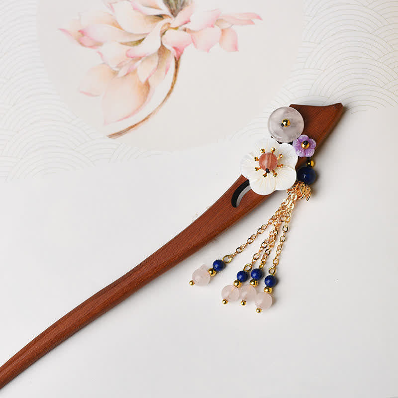Buddha Stones Red Sandalwood Pink Crystal Charm Healing Hairpin Decorations Hairpin BS 3