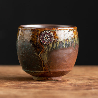Buddha Stones Sunflower Kiln Change Ceramic Coffee Mug Tea Latte Espresso Coffee Cup 250ml Coffee Mug BS Brown 8.3cm*7.5cm*250ml