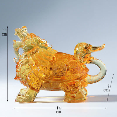 Buddha Stones Feng Shui Dragon Turtle Handmade Liuli Crystal Art Piece Home Office Decoration Decorations BS Gold Small