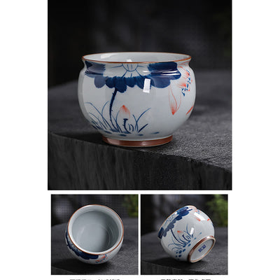Buddha Stones Lotus Flower Leaf Bamboo Ceramic Teacup Kung Fu Tea Cups Cup BS 15