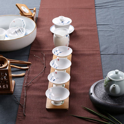 Buddha Stones Jingdezhen Blue and White Porcelain Koi Fish Ceramic Teacup Kung Fu Tea Cups Cup BS 17