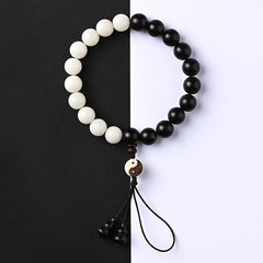 Buddha Stones Ebony YinYang Protection Bracelet Decoration Bracelet BS 12mm
