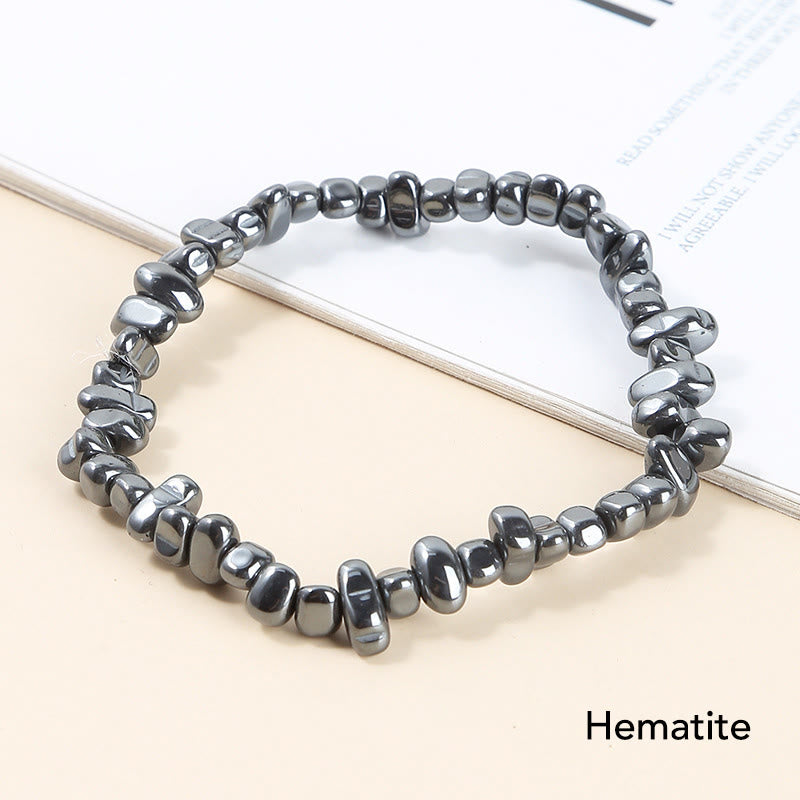 Natural Irregular Shape Crystal Stone Warmth Soothing Bracelet Bracelet BS Hematite