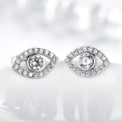 Foviel 925 Sterling Silver Evil Eye Symbol Protection Stud Earrings