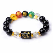 Foviel Chinese Zodiac Feng Shui Obsidian Five-Element Wealth Porsperity Bracelet