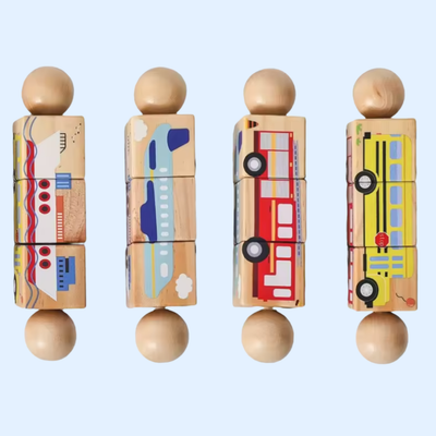 Jeu de Puzzle en Bois Fidtoy Spin & Match Animaux Amis pour Bébé, Apprentissage de la Motricité Fine