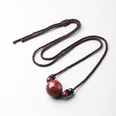 Buddha Stones Natural Cinnabar Stones Bead Blessing Necklace Pendant Necklaces & Pendants BS 5