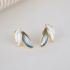 Buddha Stones Leaf Design Luck Stud Earrings Earrings BS Stud Earrings