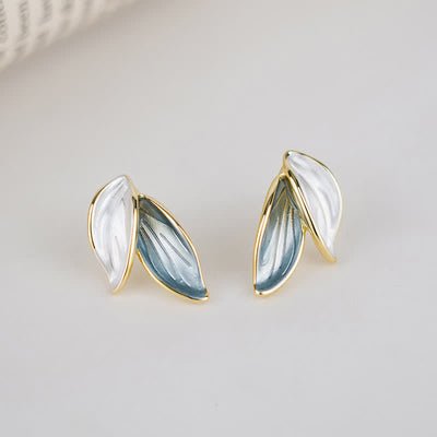 Buddha Stones Leaf Design Luck Stud Earrings Earrings BS Stud Earrings