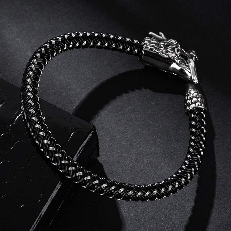 Buddha Stones Dragon Titanium Steel Protection Luck Bracelet Bracelet BS 5