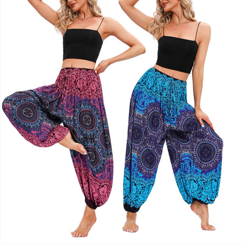 Buddha Stones Casual Loose Compass Pattern Harem Trousers Women's Yoga Pants Women's Harem Pants BS main