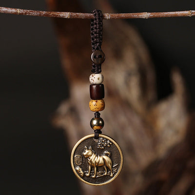 Chinese Zodiac Copper Luck Keychain Decoration Decoration BS Dog