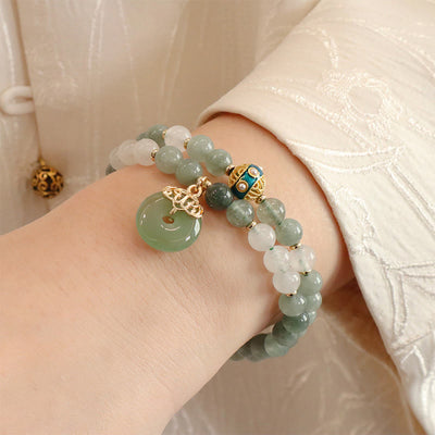 Buddha Stones Single Double Layer Jade Peace Buckle Luck Bracelet Bracelet BS 9
