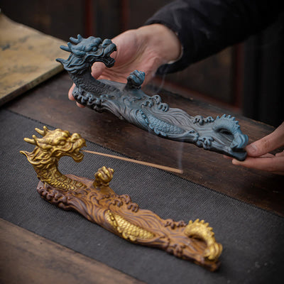 Buddha Stones Dragon Protection Ceramic Stick Incense Burner Decoration Incense Burner BS 1