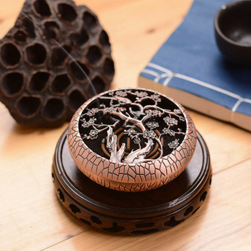 Buddha Stones Plum Flower Orchid Chrysanthemum Pattern Peace Incense Burner Decoration Decorations Incense Burner BS Plum Flower