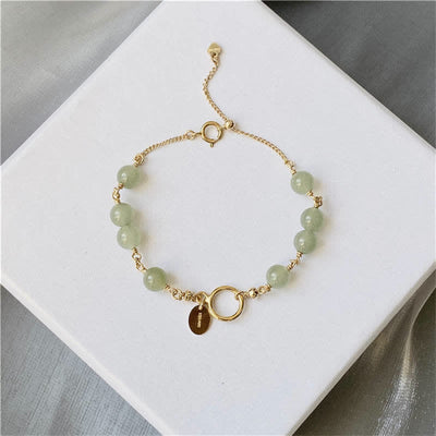 Buddha Stones Unique Natural Hetian Jade 14K Gold filled Luck Beaded Bracelet Bracelet BS 10