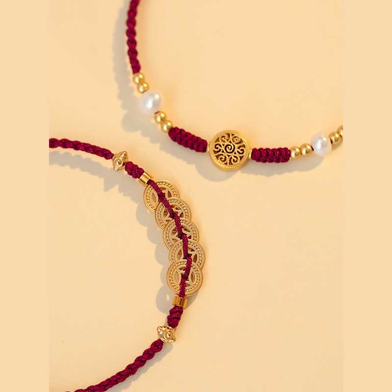 Buddha Stones Copper Coin Fortune Tree Luck Strength Braided Bracelet Bracelet BS 17