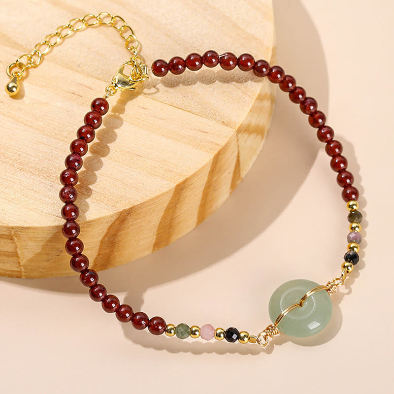 Buddha Stones Natural Garnet Peace Buckle Bead Calm Bracelet Bracelet BS 5