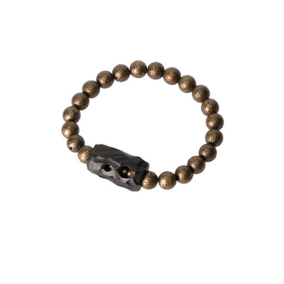 Buddha Stones Tibet Ebony Wood Copper Peace Balance Beaded Bracelet Bracelet BS 9