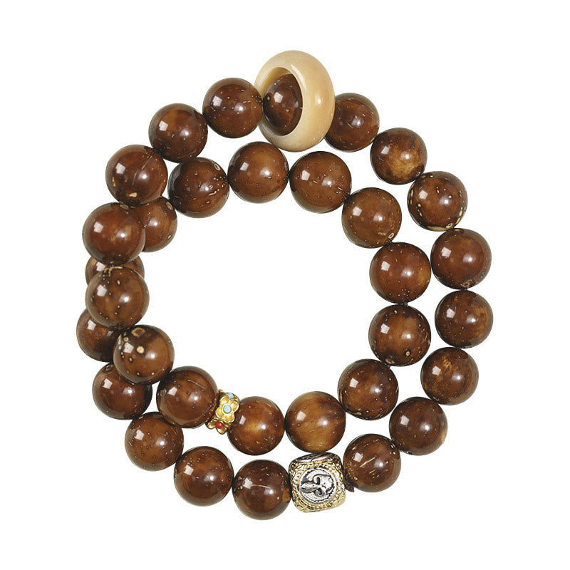 Buddha Stones Tibetan Natural Purple Gold Rat Bodhi Seed Wealth Double Wrap Bracelet Bracelet BS 5