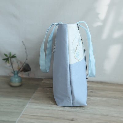 Buddha Stones Pear Flower Plum Peach Blossom Bamboo Embroidery Canvas Large Capacity Shoulder Bag Tote Bag - image 16