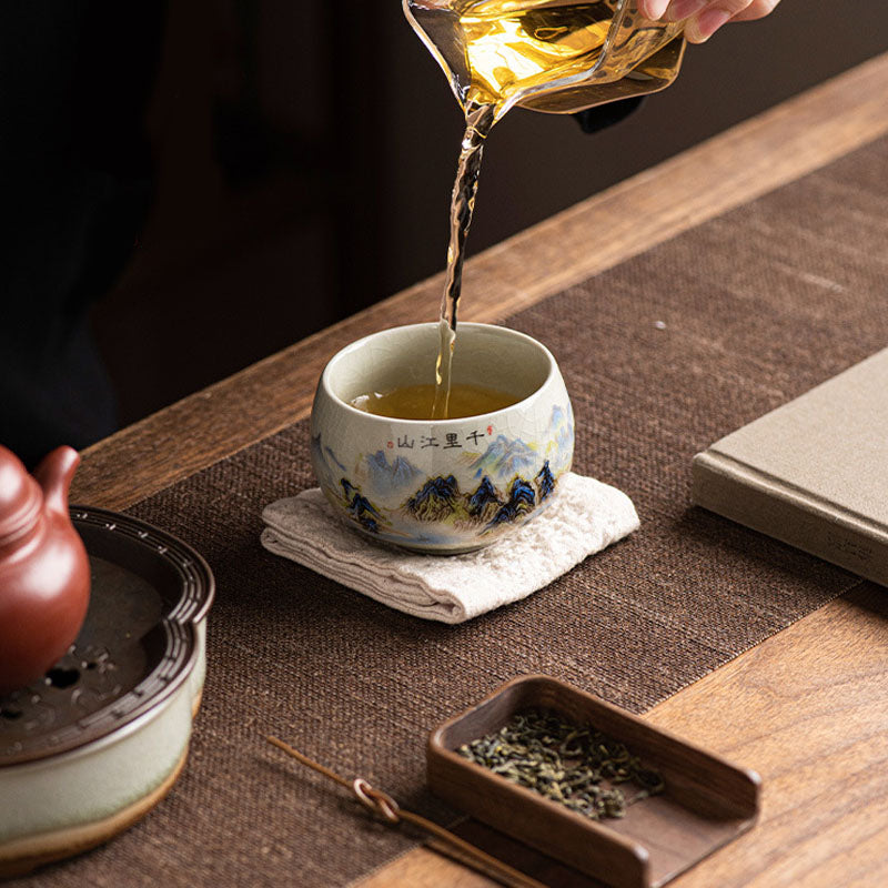 Buddha Stones A Panorama of Rivers and Mountains Ceramic Teacup Kung Fu Tea Cup 150ml Cup BS 7