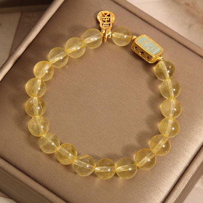 Buddha Stones Natural Citrine Five Scriptures Generosity Bracelet Bracelet BS 5