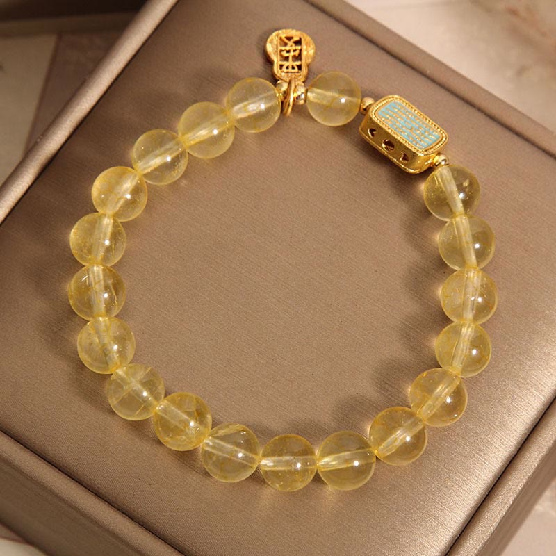 Buddha Stones Natural Citrine Five Scriptures Generosity Bracelet Bracelet BS 5