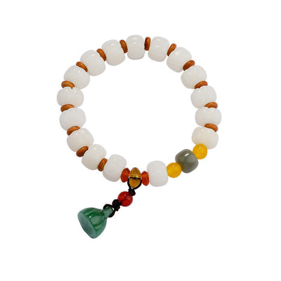Buddha Stones Natural Bodhi Seed Red Agate Bodhi Calm Harmony Engraved Pumpkin Bead Lotus Bracelet Bracelet BS 16