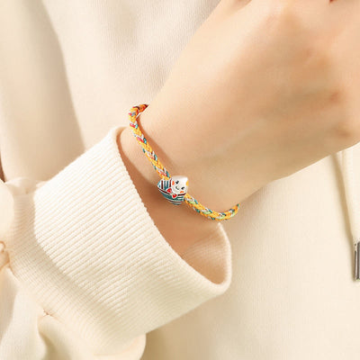 Buddha Stones 925 Sterling Silver Dragon Boat Festival Zongzi Pattern Luck Handmade Multicolored Rope Child Adult Bracelet Bracelet BS 7