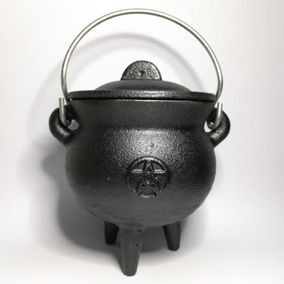 Buddha Stones Cast Iron Cauldron Prayer Altar Burning Holder Incense Sage Smudging Rituals Use Items Prayer Altar BS Medium Pentagram 13*11.5cm