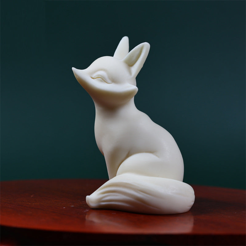 Buddha Stones Mini Nine-tailed Fox Ivory Fruit Protection Home Decoration Decorations BS 4