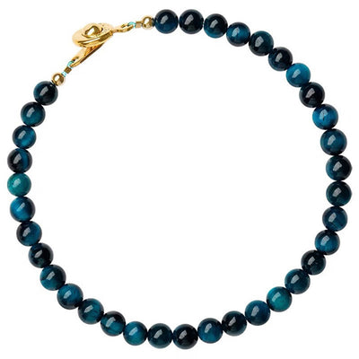 Foviel Natural Blue Tiger Eye Stone Protection Chain Bracelet