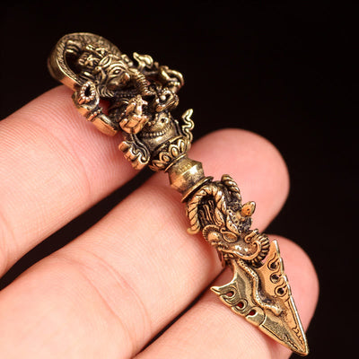 Buddha Stones Tibetan Ganesh Ganpati Elephant God of Wealth Dorje Vajra Spiritual Power Necklace Pendant Necklaces & Pendants BS 9
