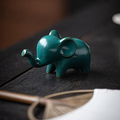 Buddha Stones Small Ceramic Elephant Home Tea Pet Figurine Desk Decoration Decorations BS 16