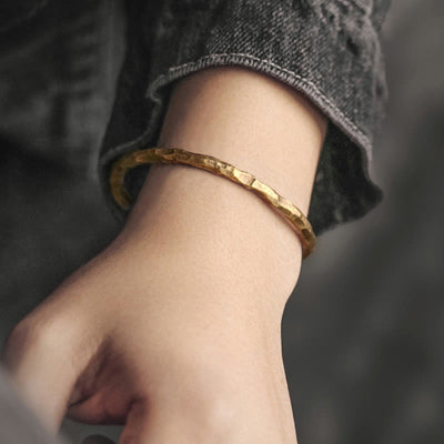 Buddha Stones Tibetan Bump Texture Copper Luck Cuff Bracelet Bangle Bracelet Bangle BS 1