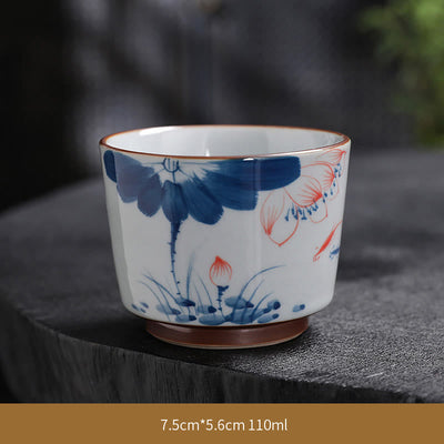 Buddha Stones Lotus Flower Leaf Bamboo Ceramic Teacup Kung Fu Tea Cups Cup BS Lotus 7.5cm*5.6cm*110ml