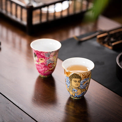 Buddha Stones Dunhuang Color Flying Apsaras Teacup Kung Fu Tea Cup Cup BS 14