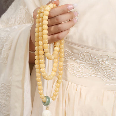 Buddha Stones Natural Bodhi Seed Lotus Dzi Bead Peace Harmony Charm Bracelet Mala Bracelet BS 7