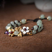 Foviel Green Aventurine Garnet Bead Flower Petal Luck Bracelet