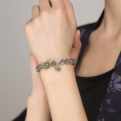 Buddha Stones Chinese Zodiac 925 Sterling Silver Natural Moonstone Hetian Jade Positive Bracelet - image 5